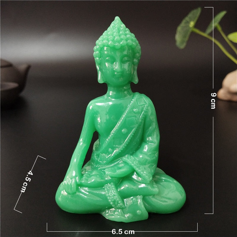 Hand in receiving mode Glow-in-the-dark Buddha Jade-Colour Statue Sculpture Figurine