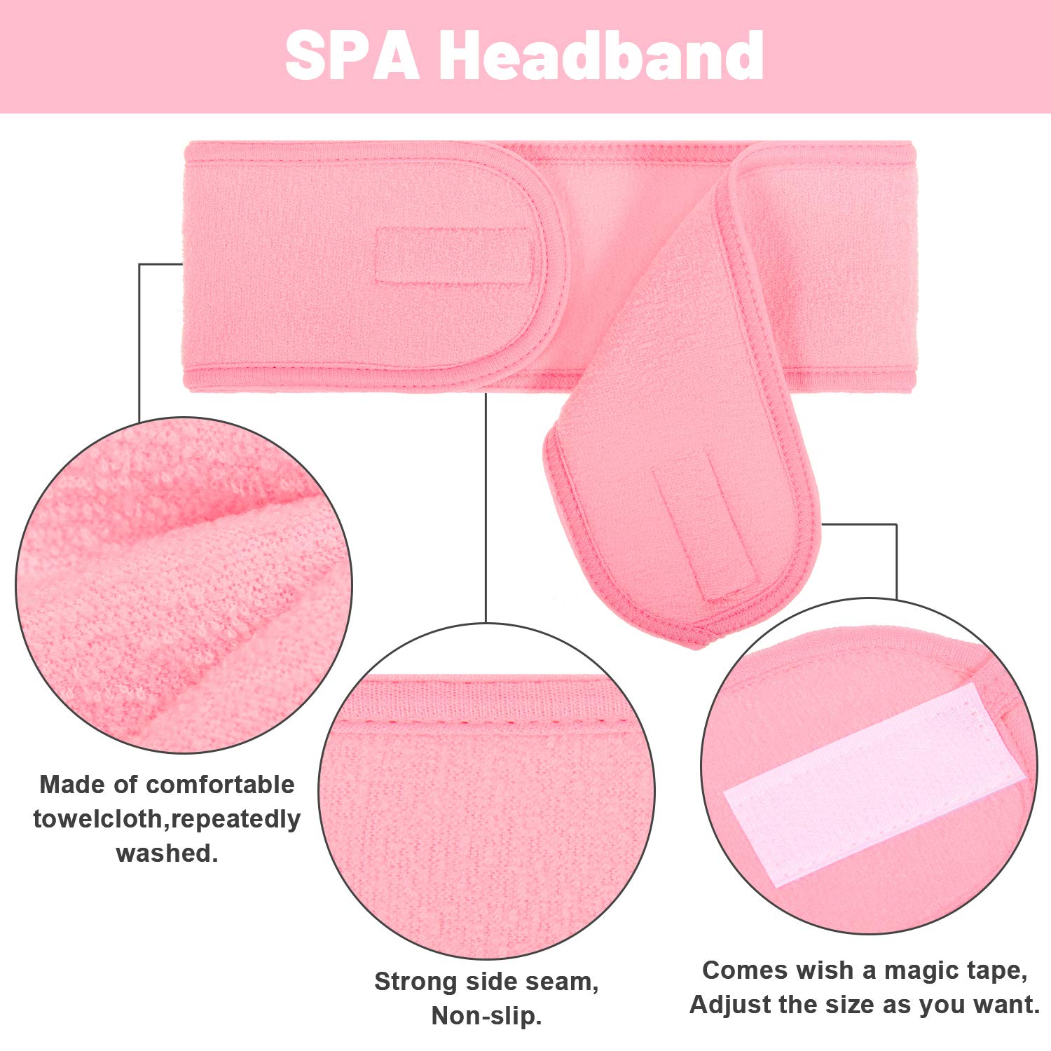 Details of Adjustable Stretchy Face-Wash Spa Make-Up Headband