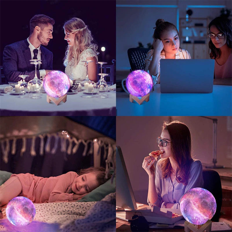 Outstanding Colorful Galaxy Moon Globe Ambiance Night Lamp Light LED 3D