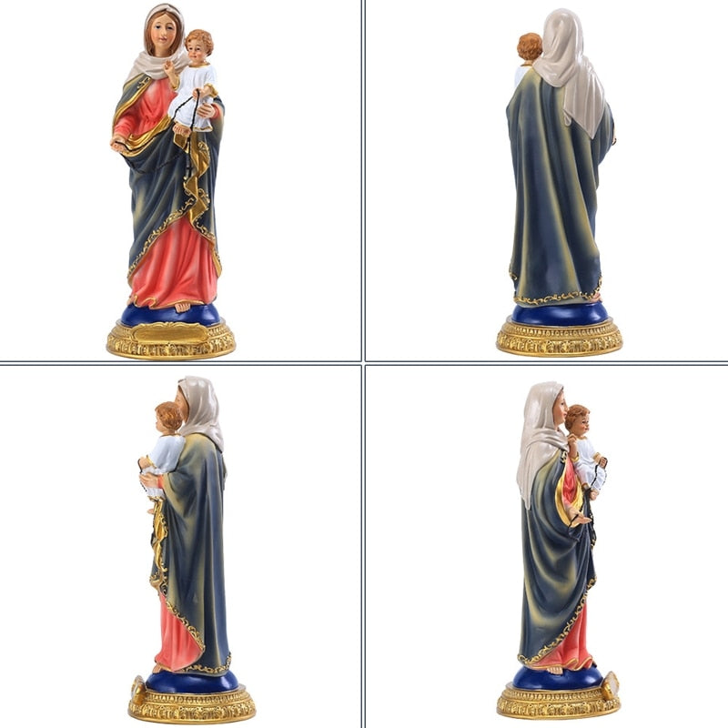 360 degrees view of Virgin Mary and Baby Jesus Christian Catholic Figurine Statue Ornament