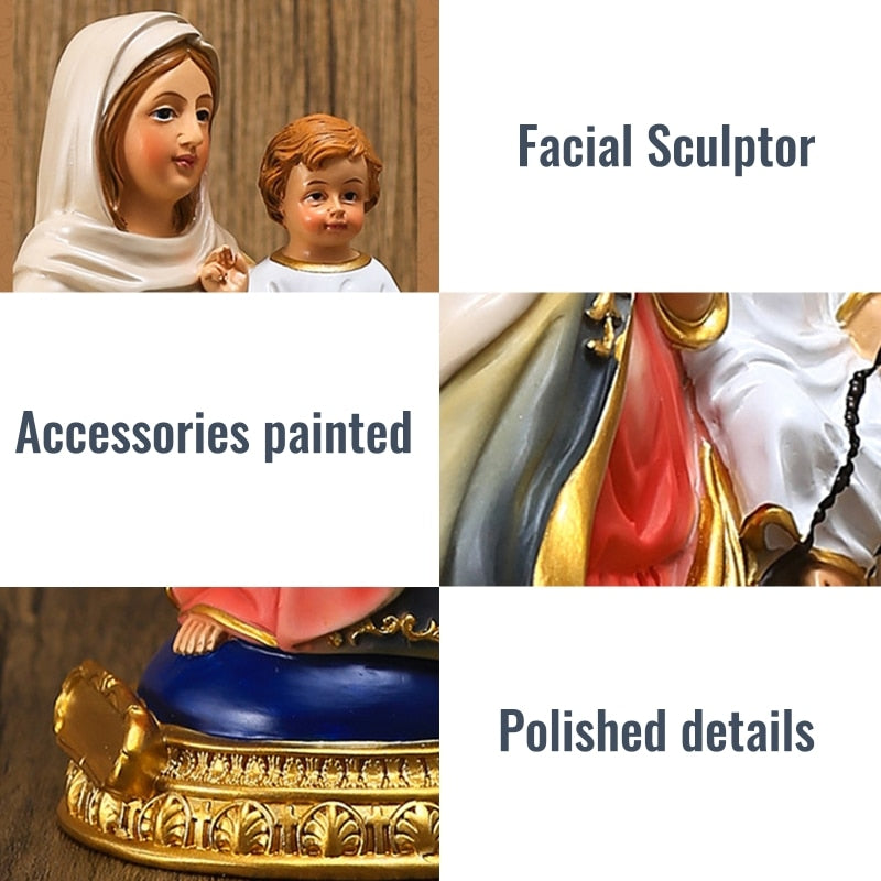 Closed up details of Virgin Mary and Baby Jesus Christian Catholic Figurine Statue Ornament