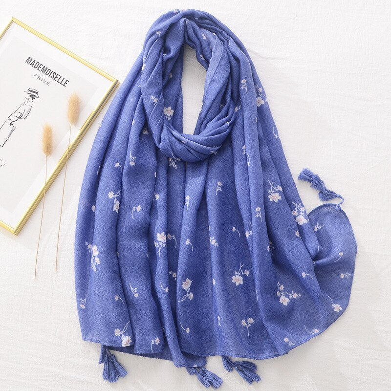 LAVEN mutifunction beautiful luxury printed design soft cotton scarf shawl foulard