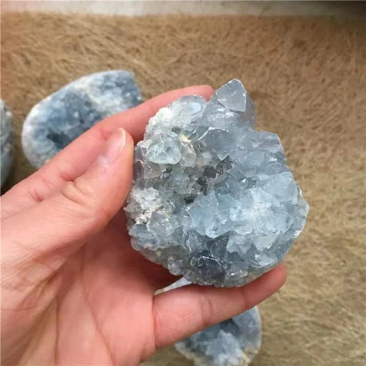 Natural Blue Celestite Crystal Gemstone Cluster Mineral Specimen