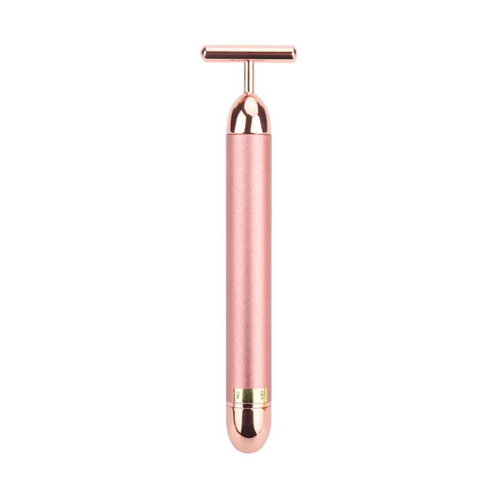 Pink T-Shape Battery-Operated Vibrating Facial Stimulator Activator - Facial Beauty Device