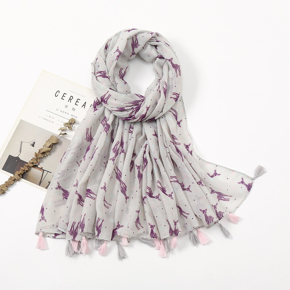 LAVEN mutifunction beautiful luxury printed design soft cotton scarf shawl foulard