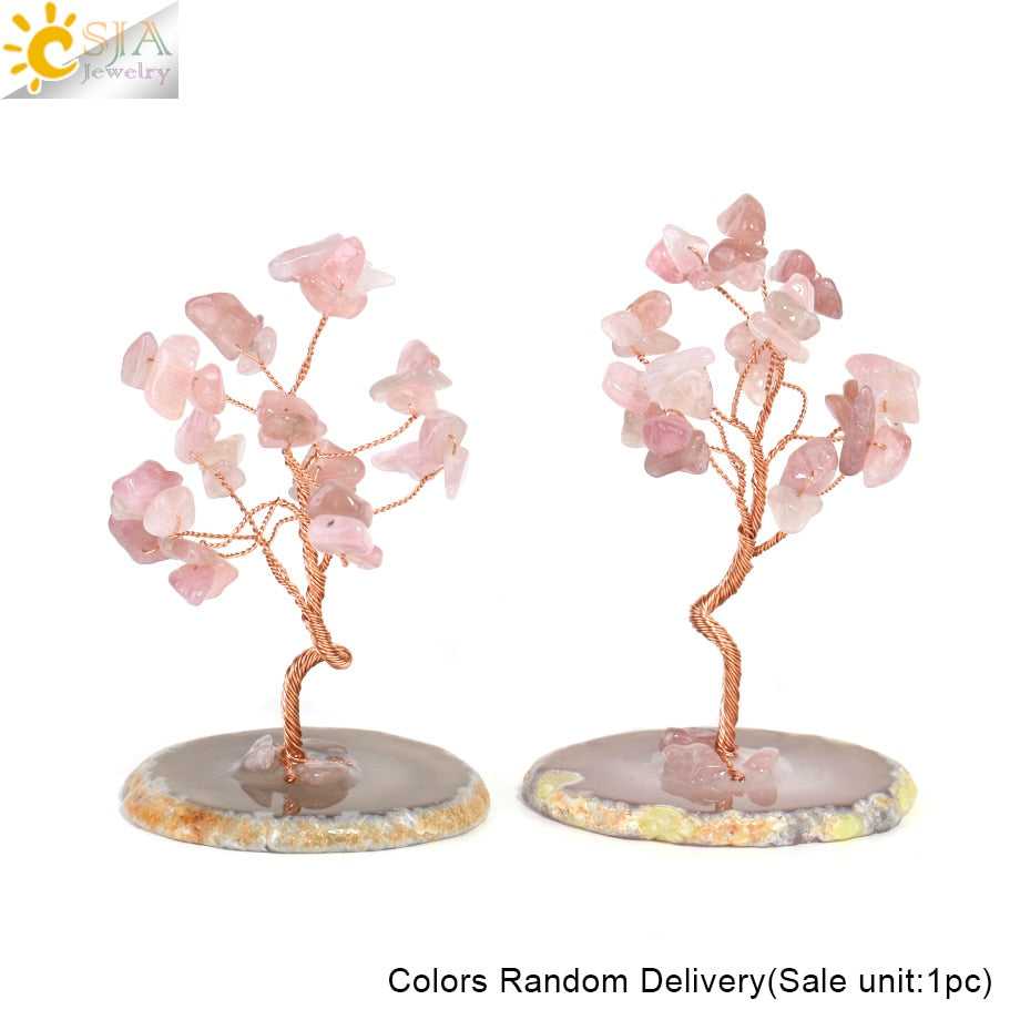 Rose Quartz Healing Crystals Gemstones Trees of Life Money Tree