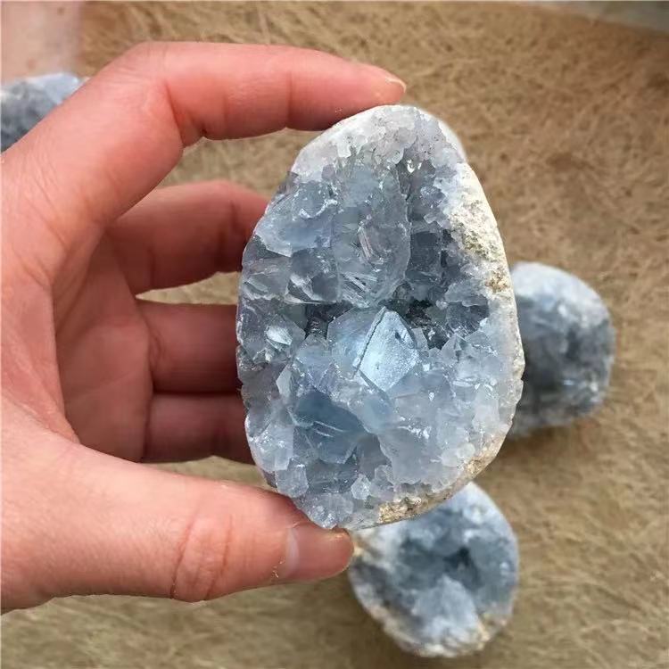 Natural Blue Celestite Crystal Gemstone Cluster Mineral Specimen