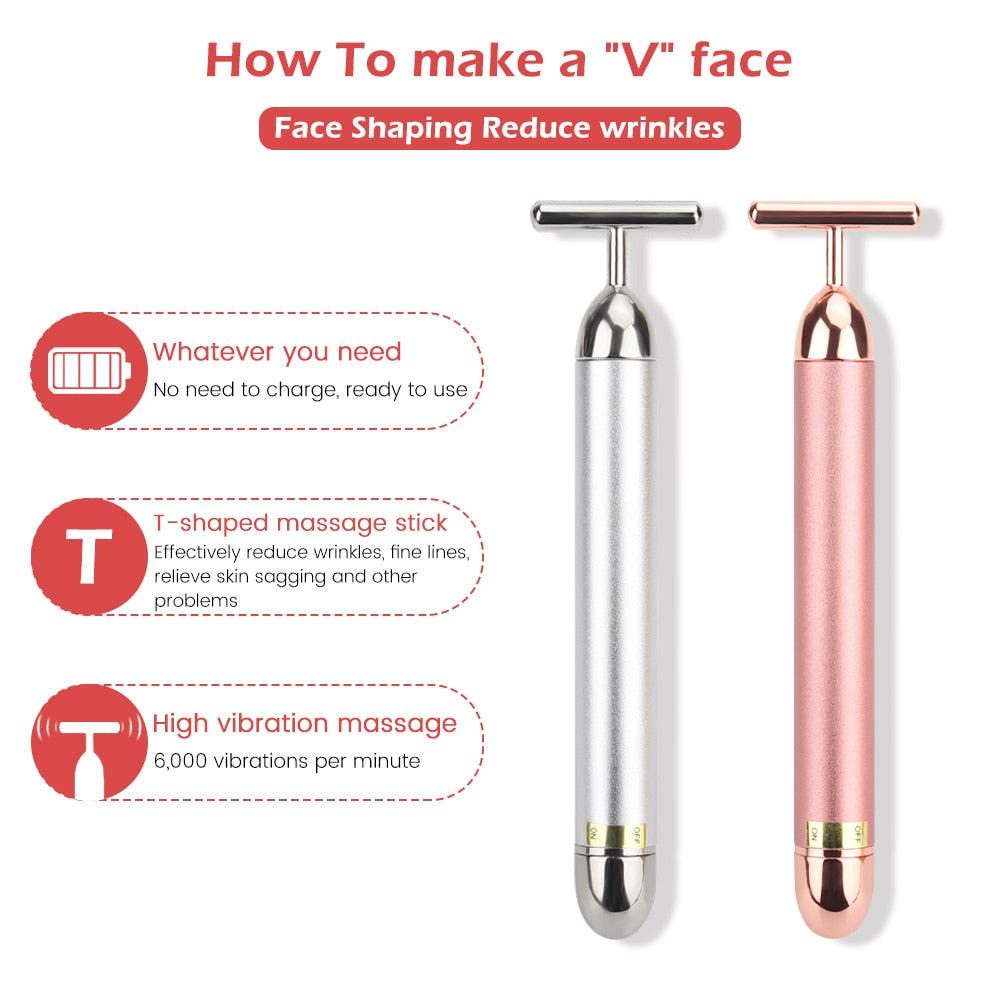 Benefits of T-Shape Battery-Operated Vibrating Facial Stimulator Activator - Facial Beauty Device